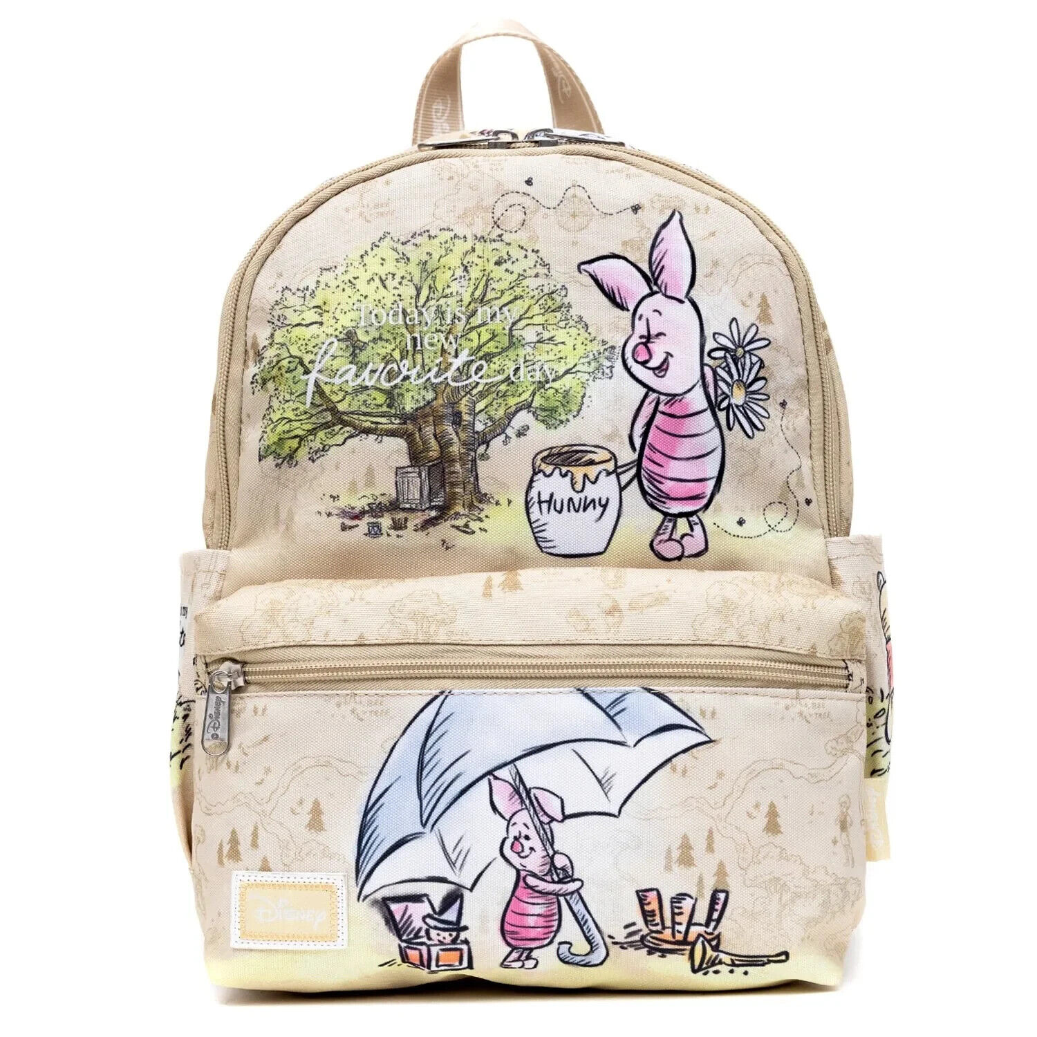 Disney Winnie the Pooh Piglet 13-inch Nylon Backpack Deluxe Allover Print