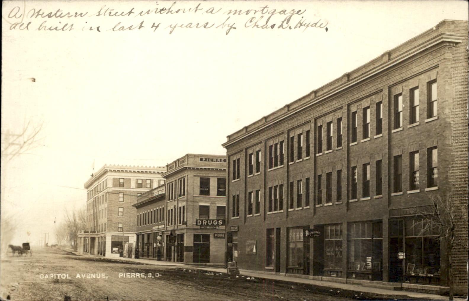 Pierre SD Capitol Avenue Street c1910s Real Photo Vintage Postcard bhn