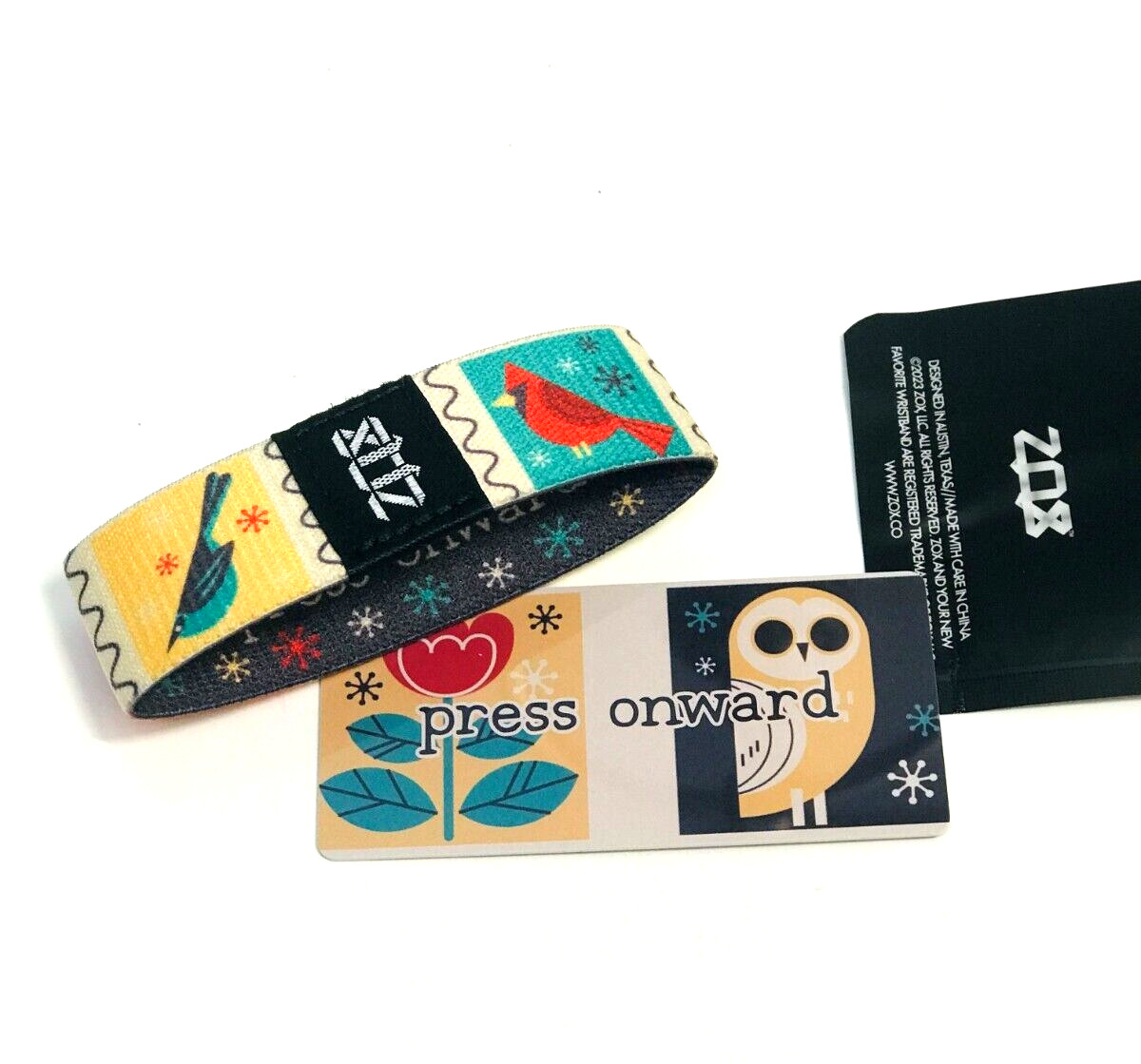 ZOX **PRESS ONWARD** Silver Strap Med Mystery NIP Wristband w/Card