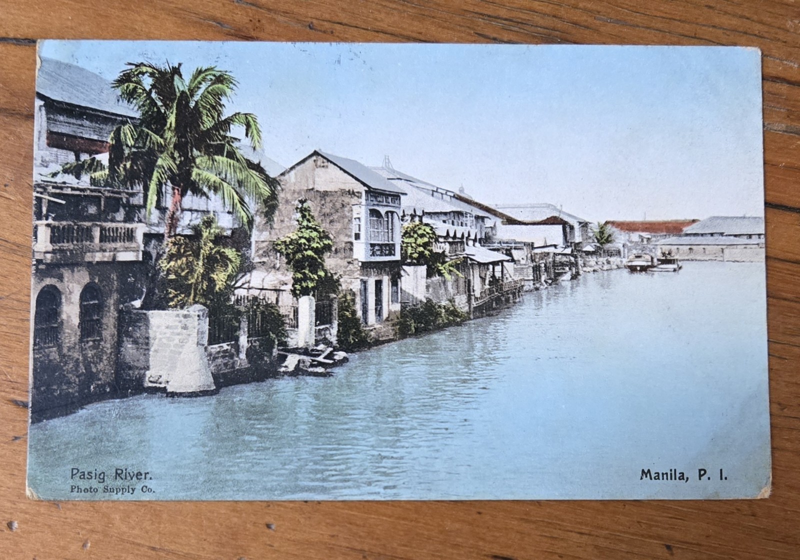 Vintage Antique Postcard Pasig River Phillipines Island