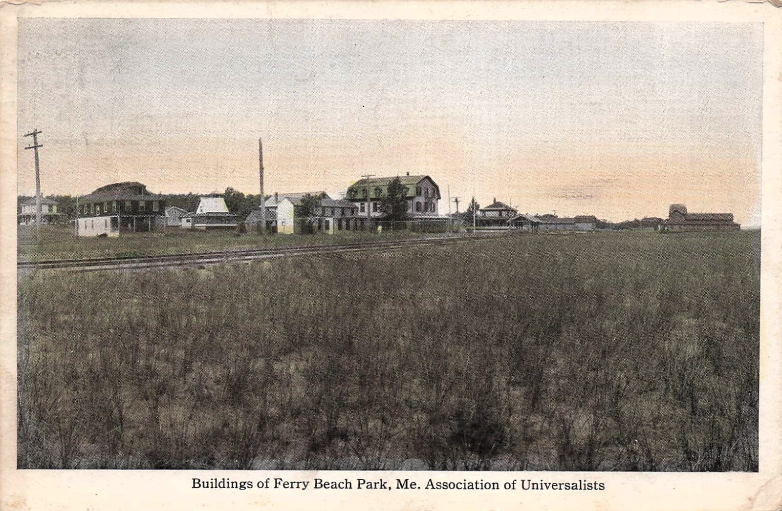 Saco Maine Ferry Beach Park Religious Camp Train Station Depot Vtg Postcard I17