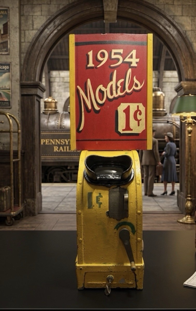 Vintage International Mutoscope 1¢ Flip Card Arcade Machine – 