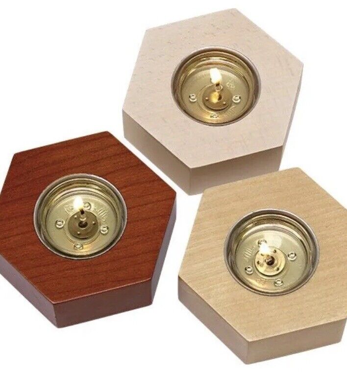 Partylite Solid Wood Hexagon Tealight Trio Candle Holders Set Of 3 #P92782