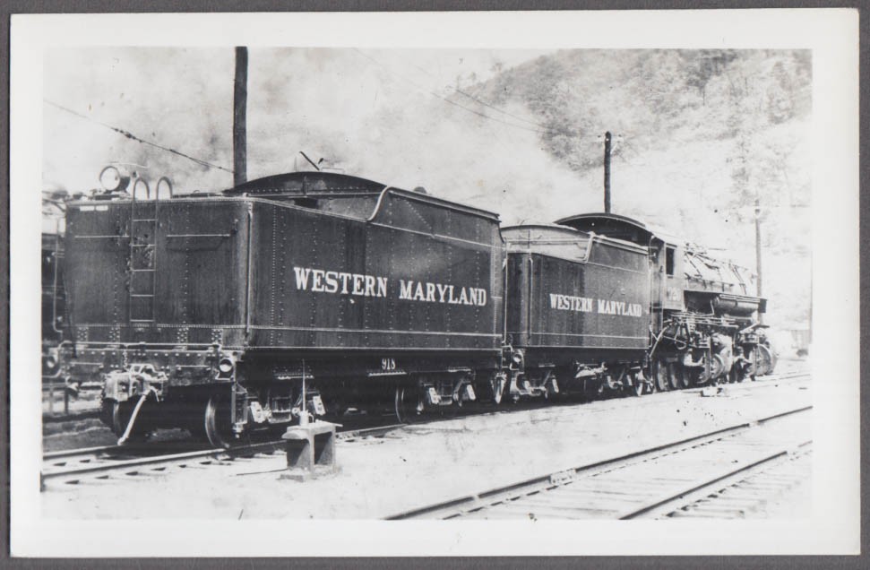 Western Maryland RR steam locomotive 2-8-8-2 #920 & 2 tenders WV RPPC 1943