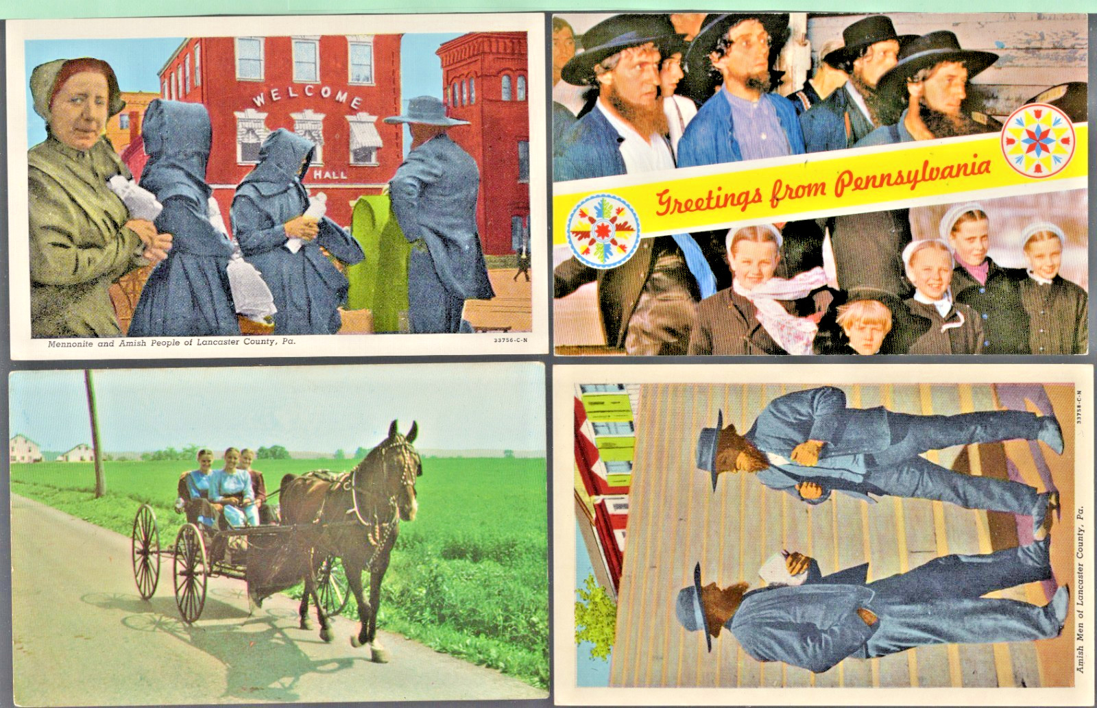 Amish People Postcards - Lot of ( 4 ) Postcards -Lot 149