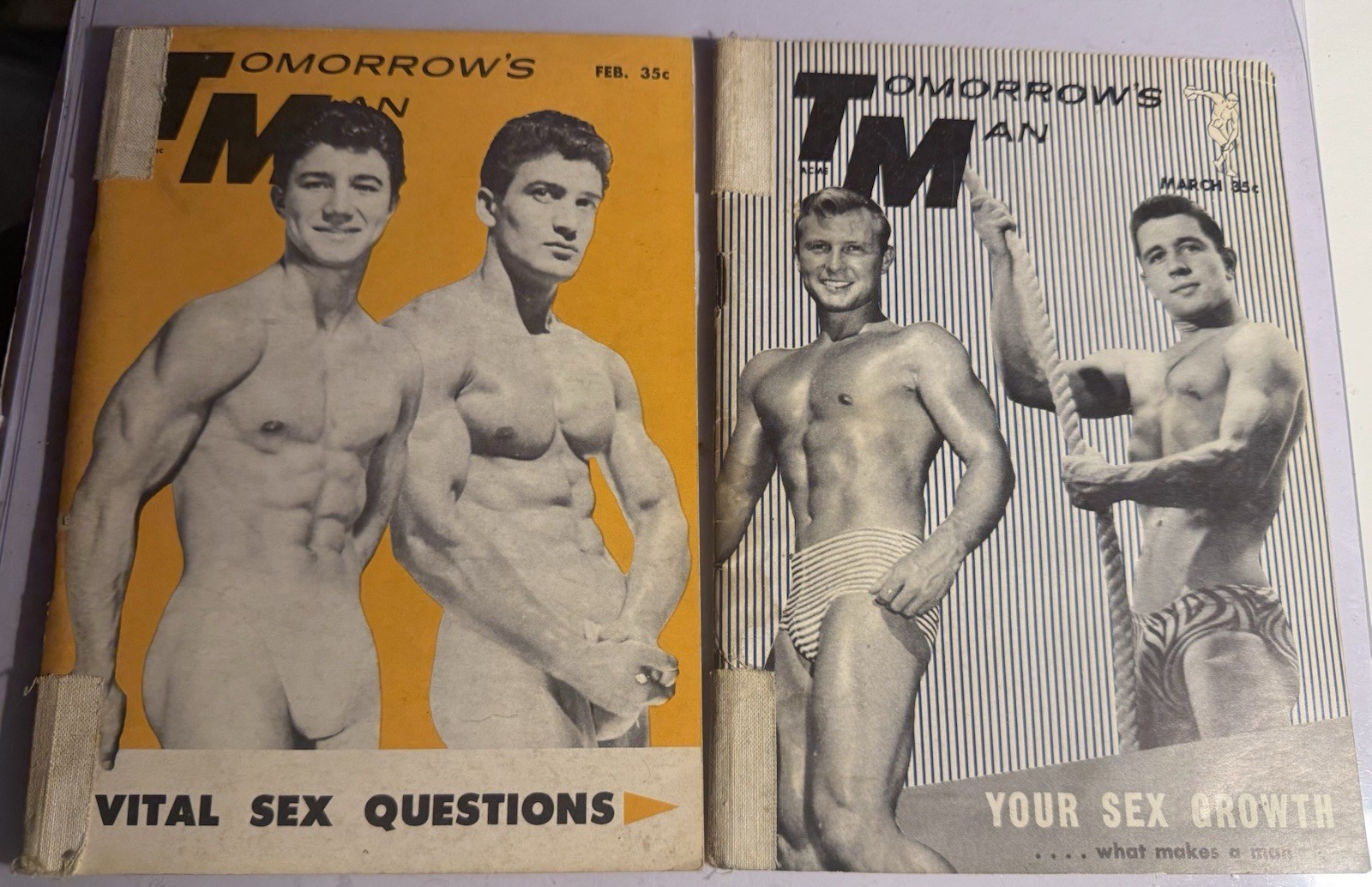 TOMORROWS MAN DUO - FEB. 1957/FEB. 1958 PHYSIQUE PHOTOGRAPHY & ART MAGAZINE SET