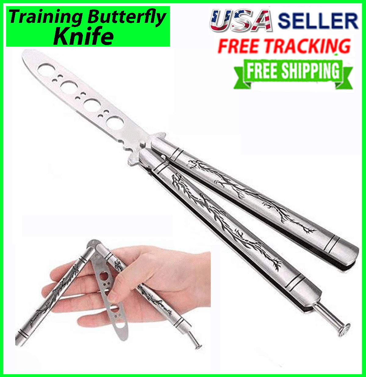 Butterfly Trainer DRAGON Training Dull Tool Stainles Steel knife Metal Practice