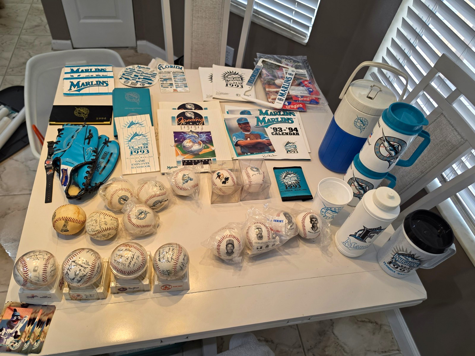 Florida Marlins Mixed Collectibles Lot Hats Baseballs Pins Programs Posters Mugs