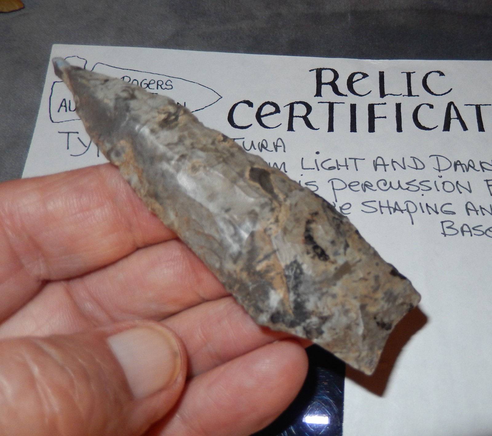 BEAUTIFUL OZARKS FOUND ANGOSTURA POINT w/NEEDLE TIP & A DWAIN ROGERS COA  C287