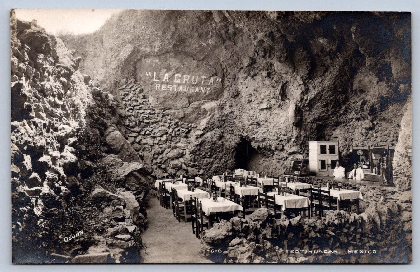 K57/ San Juan Teotihuacan Mexico RPPC Postcard c40s La Gruta Restaurant 40
