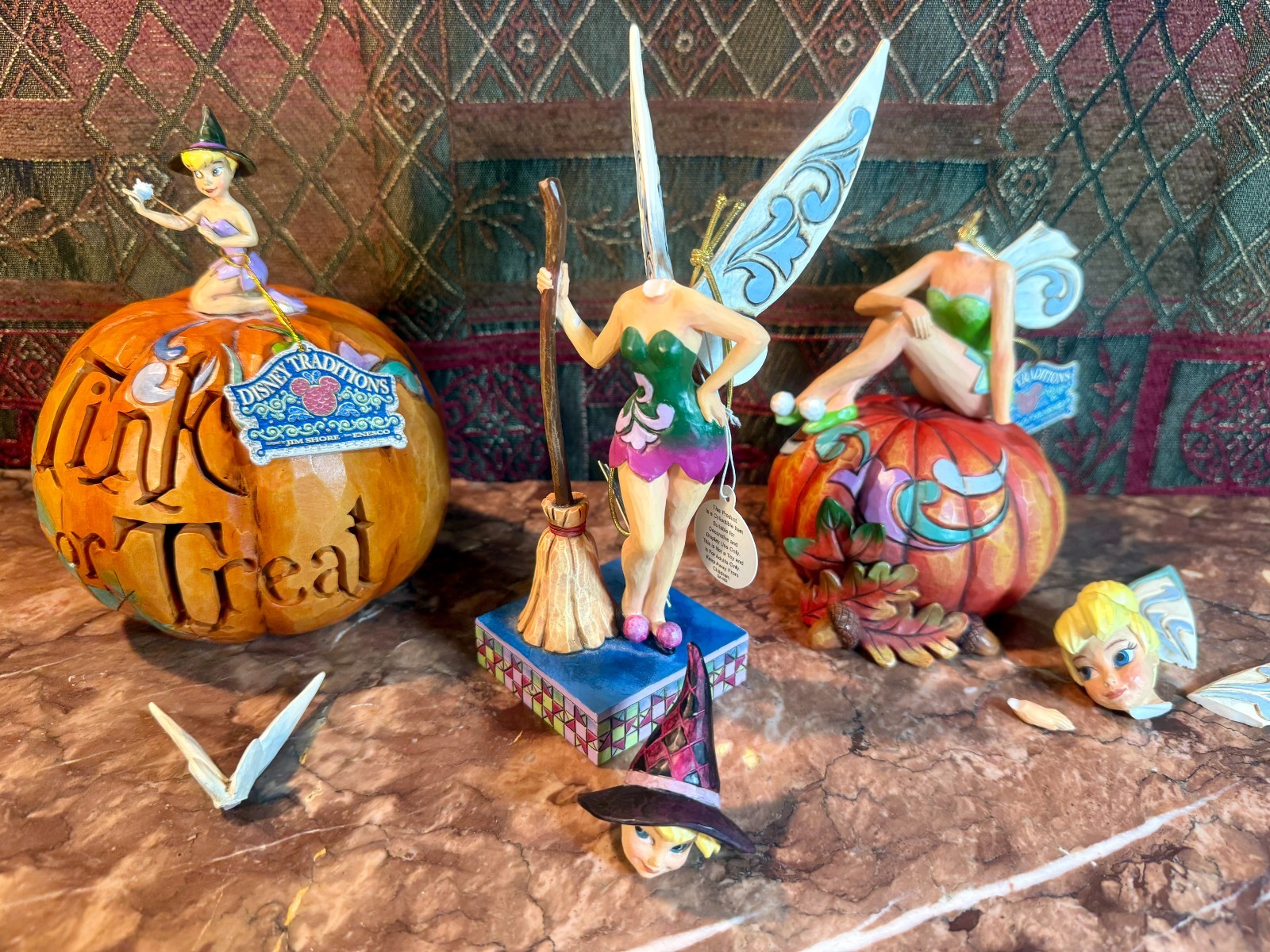 As-Is 3 DISNEY TRADITIONS TINKERBELL By JIM SHORE ~ FOR REPAIR Broken Halloween