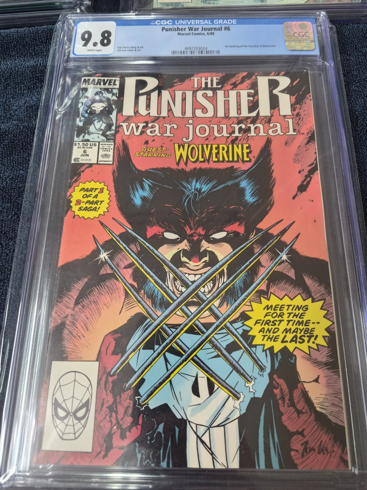 Marvel The Punisher War Journal 6 1989 CGC 9.8 White Pages 1st Wolverine meeting