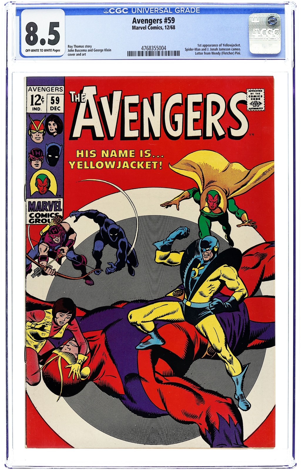 Avengers #59 CGC 8.5 1968 4768355004 1st app. Yellowjacket