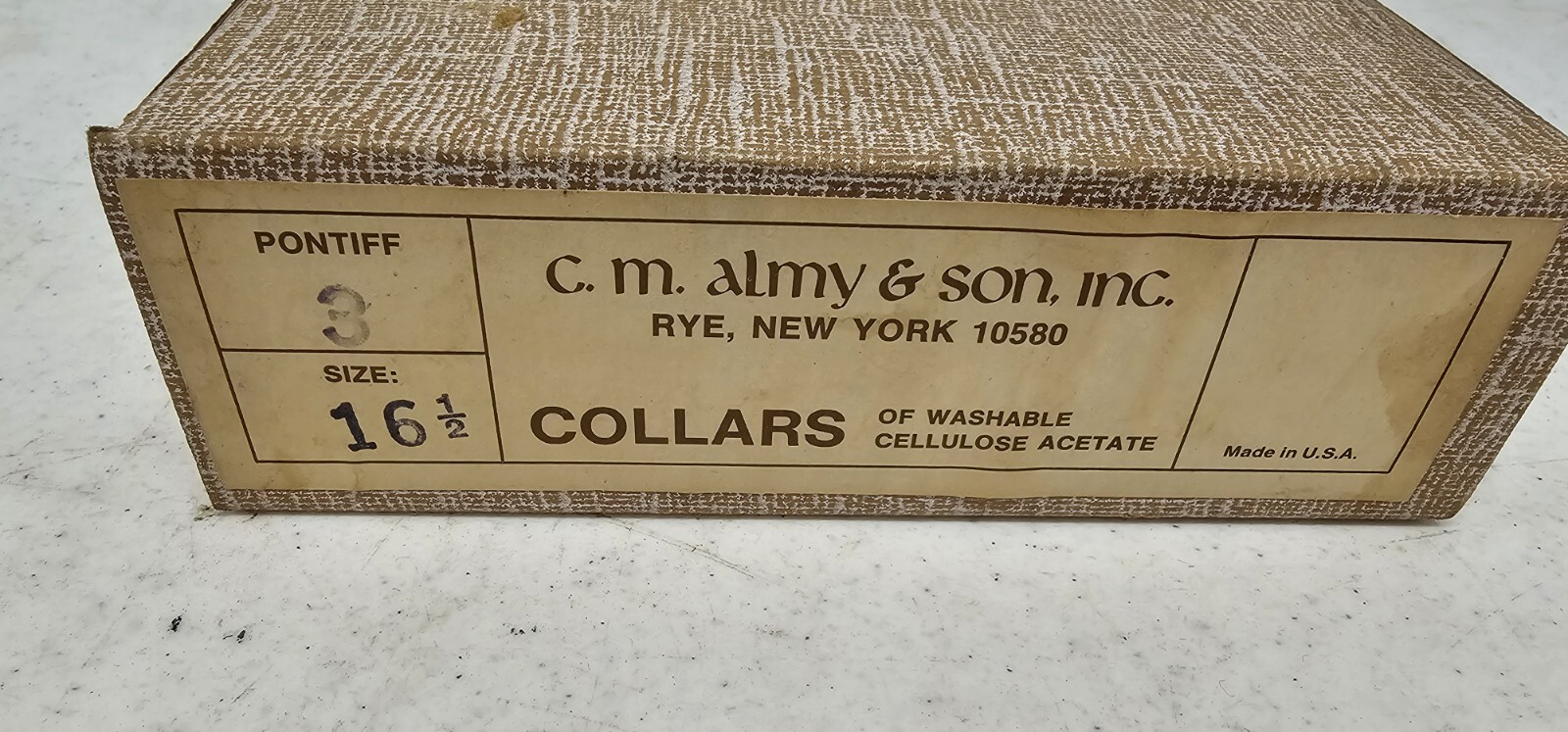 C. m. almy & son, Inc. RYE, NEW YORK 10580SIZE: 16.5COLLARSOF WASHABLE CELLU