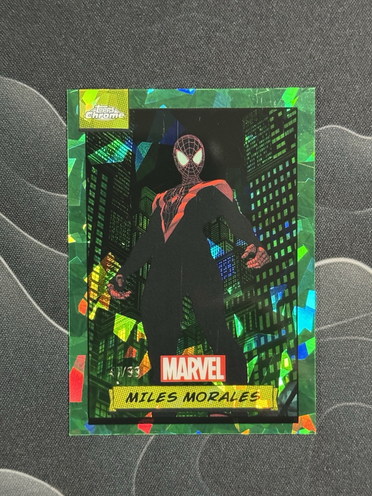 2024 Topps Chrome Sapphire Marvel Miles Morales Green /99 #81