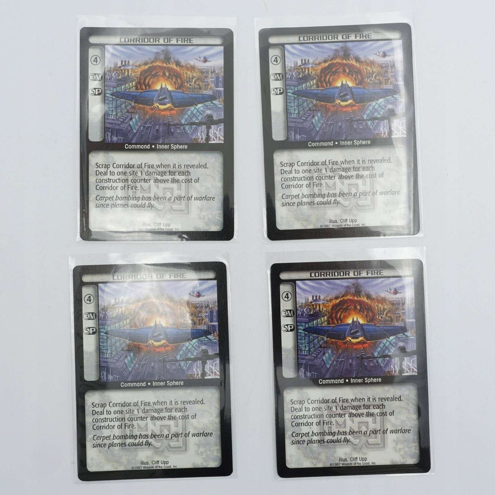 BattleTech CCG Trading Card Game Corridor of Fire set of 4 vintage cards