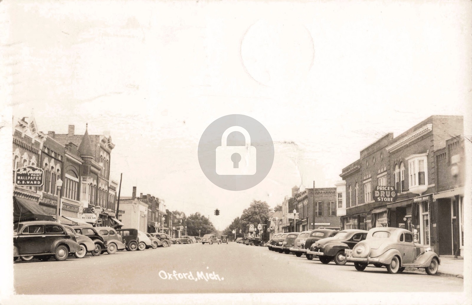 Street View Oxford MI Michigan 1947 RPPC Photo Postcard COPY