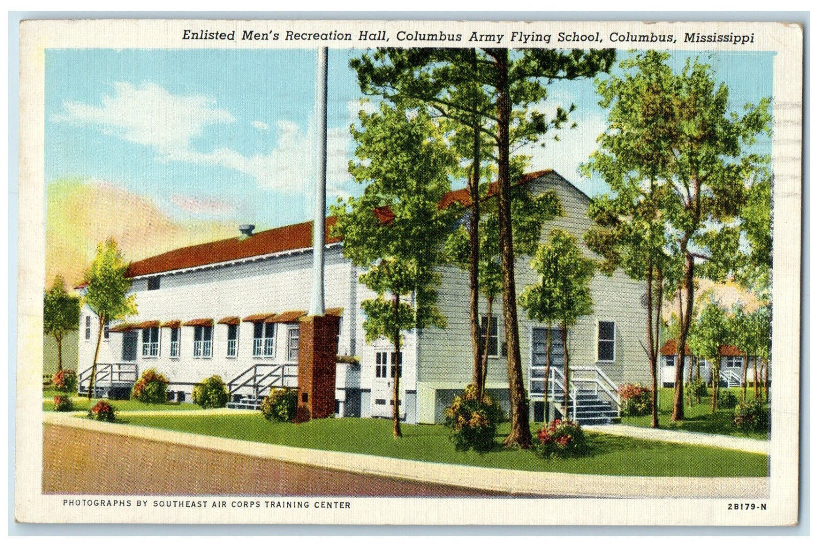 c1930\'s Enlisted Men\'s Recreation Hall Columbus Mississippi MS Postcard