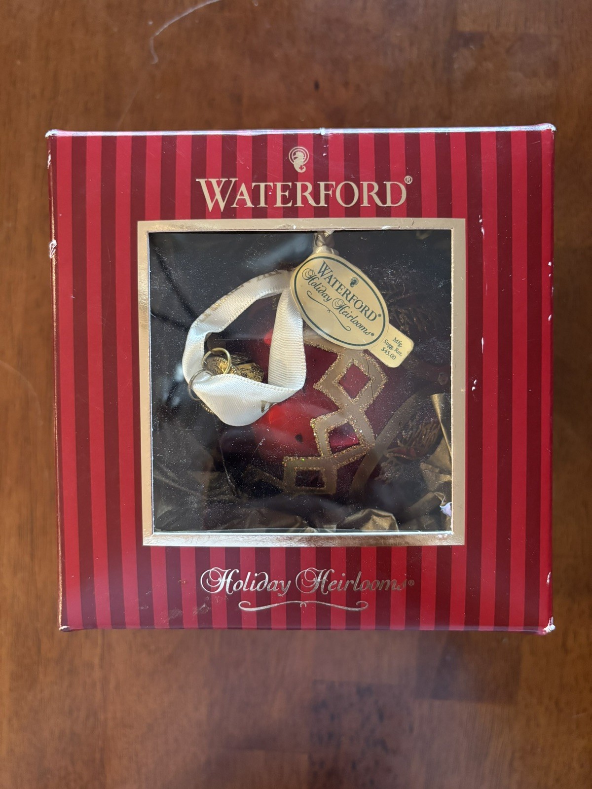 Waterford Crystal Holiday Heirloom Red and Gold Crimson Peacock Ball Ornament Waterford Crystal Holiday Heirloom Red and Gold Crimson Peacock Ball Ornament