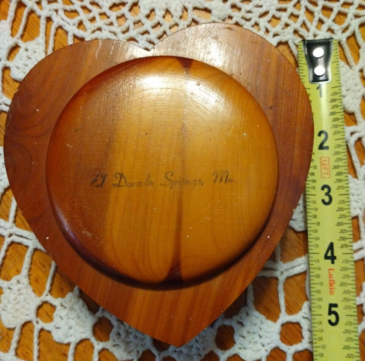 Wooden Heart Shaped Trinket/Salt Box Collectible, El Dorado Springs, MO.  