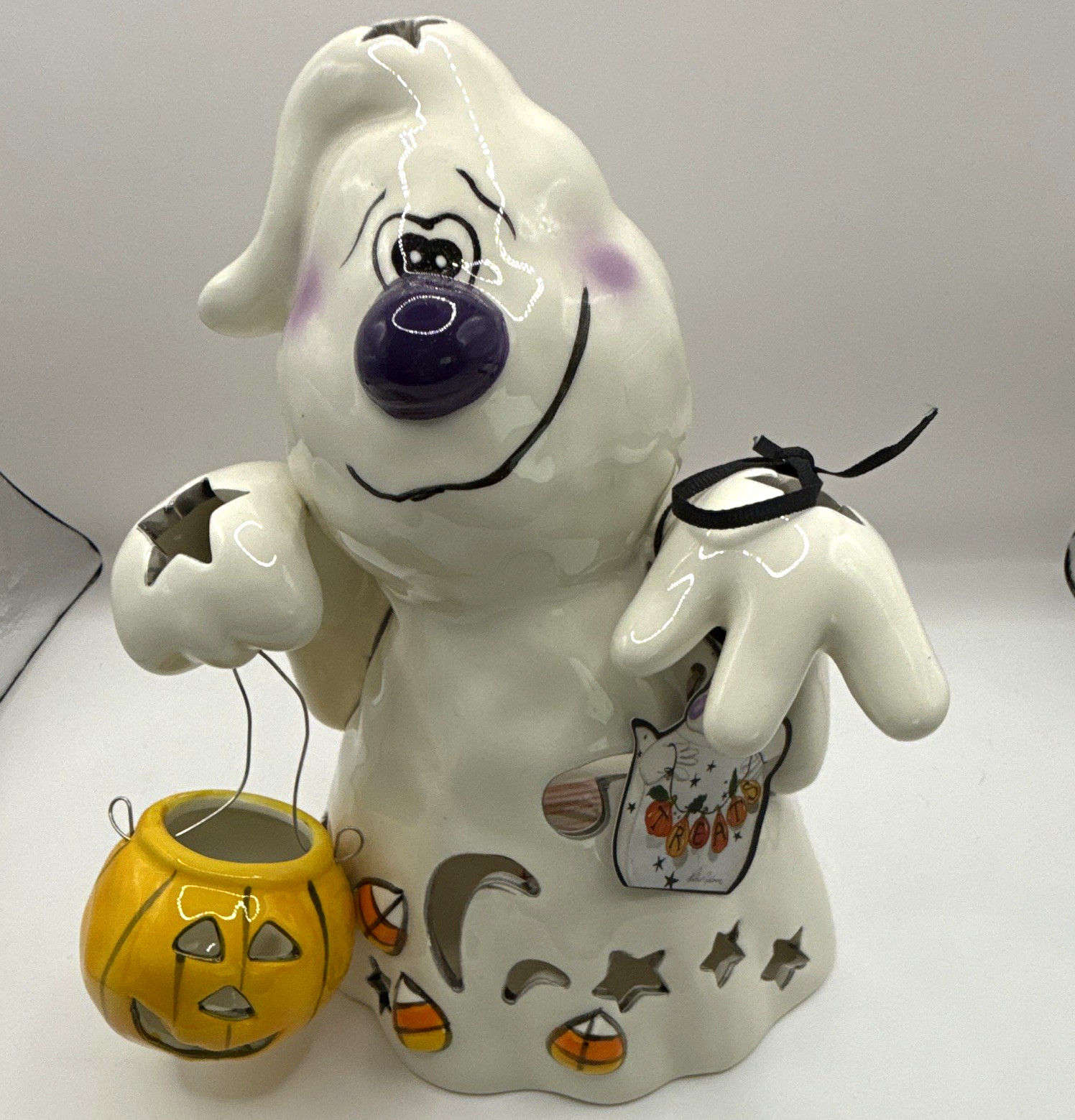 Blue Sky Clayworks Halloween Ghost Figurine Pumpkin Bucket Heather Goldminc 2018