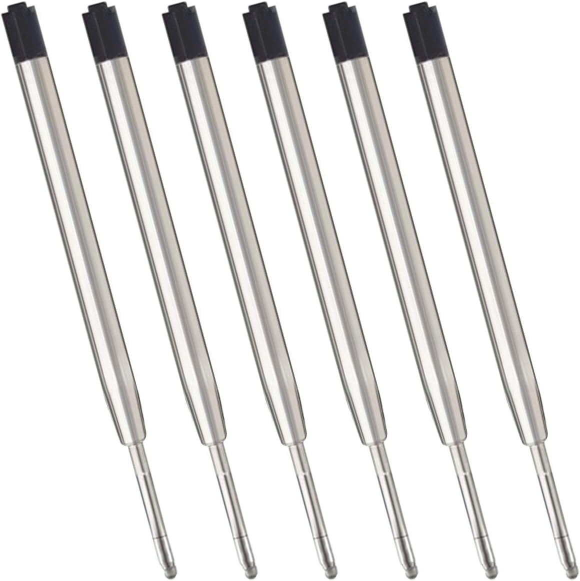 Black Ink Refills 6-Pack Medium Point 1.0mm for Ballpoint Pens Replaceable