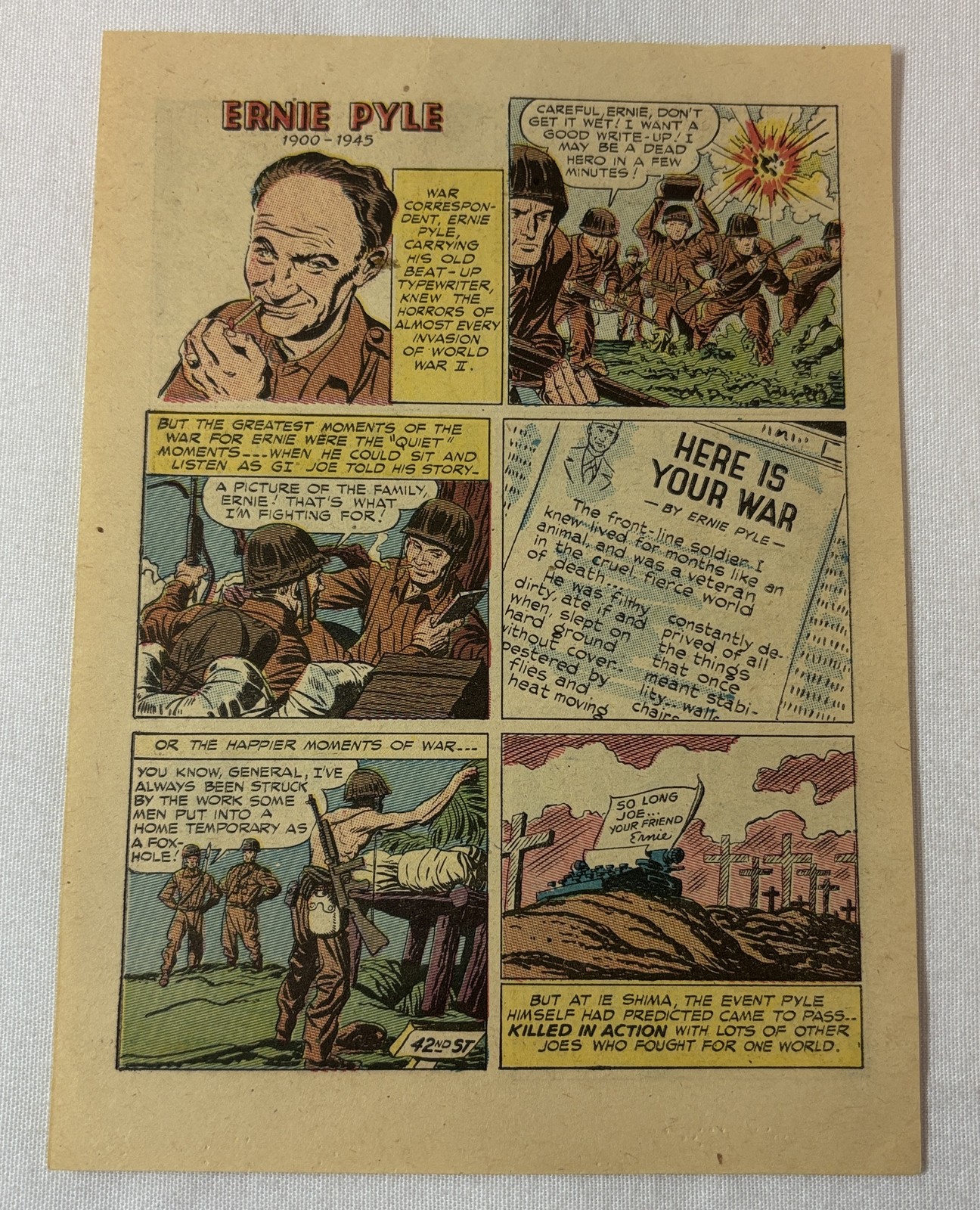 1947 double-sided cartoon page ~ ERNIE PYLE/PAUL REVERE