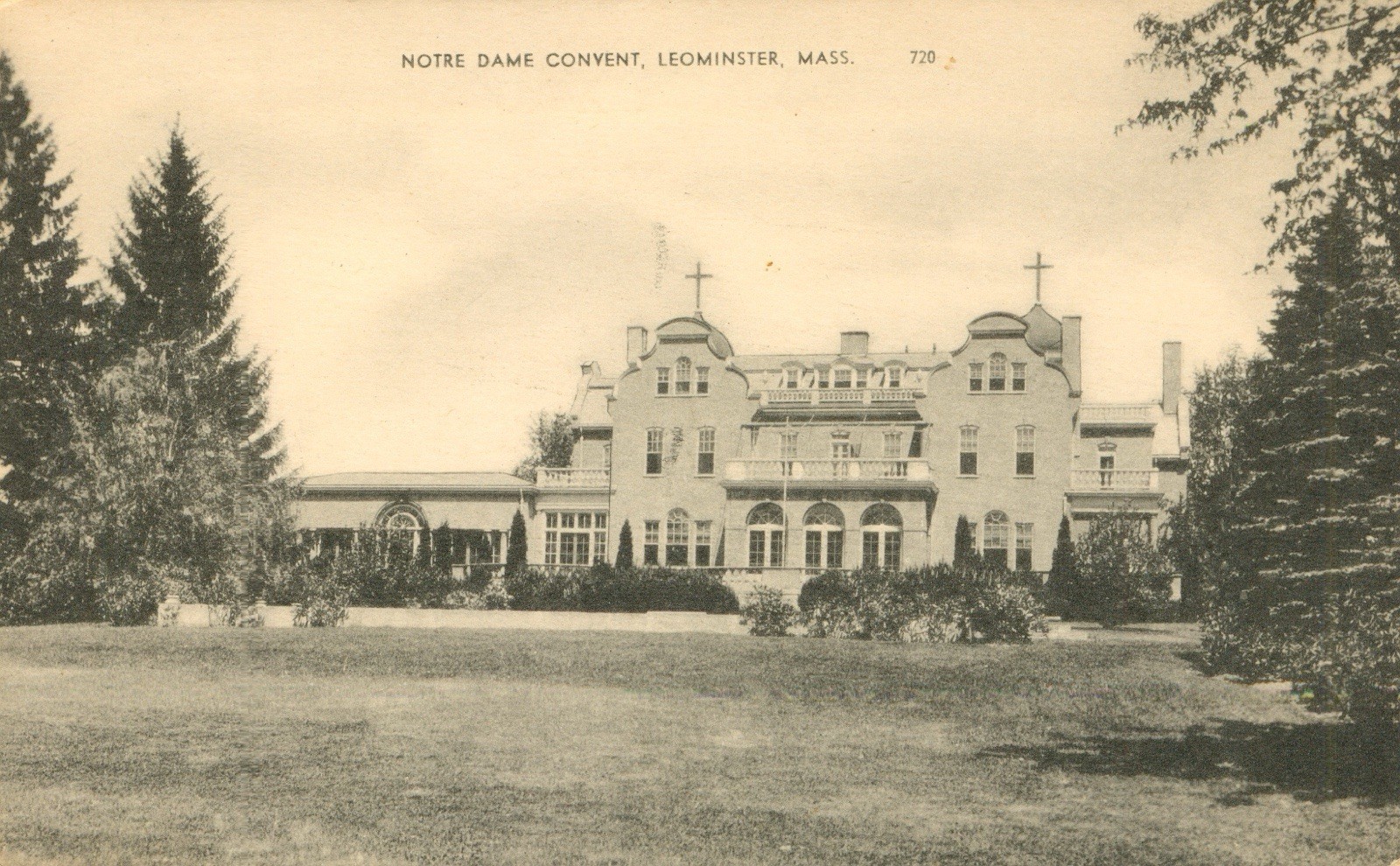 Leominster, Mass. NOTRE DAME CONVENT Postcard RPPC Antique 1908 Real Photo  N