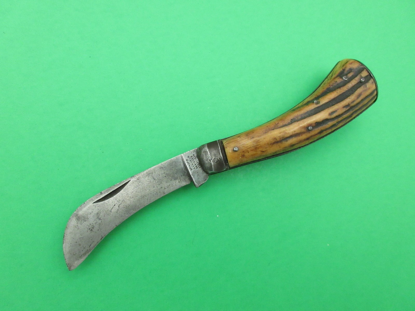 Antique 1800s Samuel Robinson Stag Hawkbill Folding Pocket Knife Sheffield