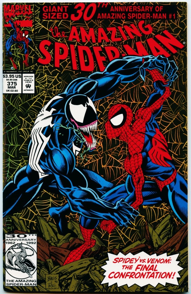 Amazing Spider-Man #375-1993 nm- 9.2 Gold Foil cover Venom 1st Ann Weying