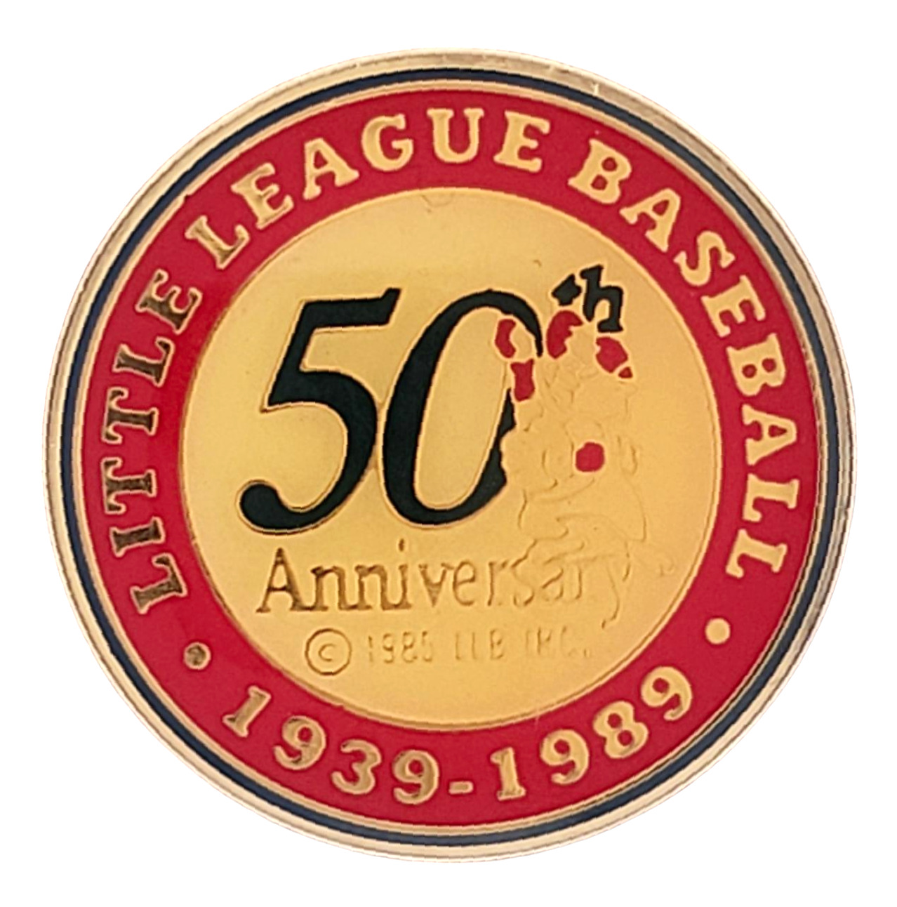 VTG 50th Anniversary 1939 - 1989 Little League Baseball Lapel Hat Pin