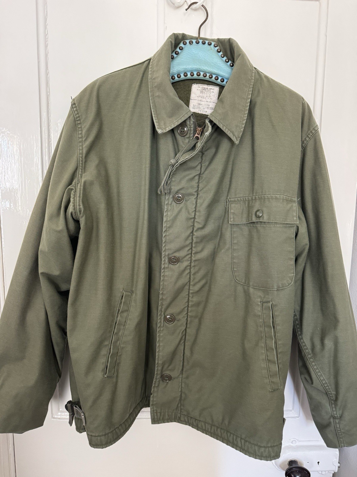 Vintage 1985 US Army A-2 Deck Jacket Cold Weather Permeable Size MED 40-44