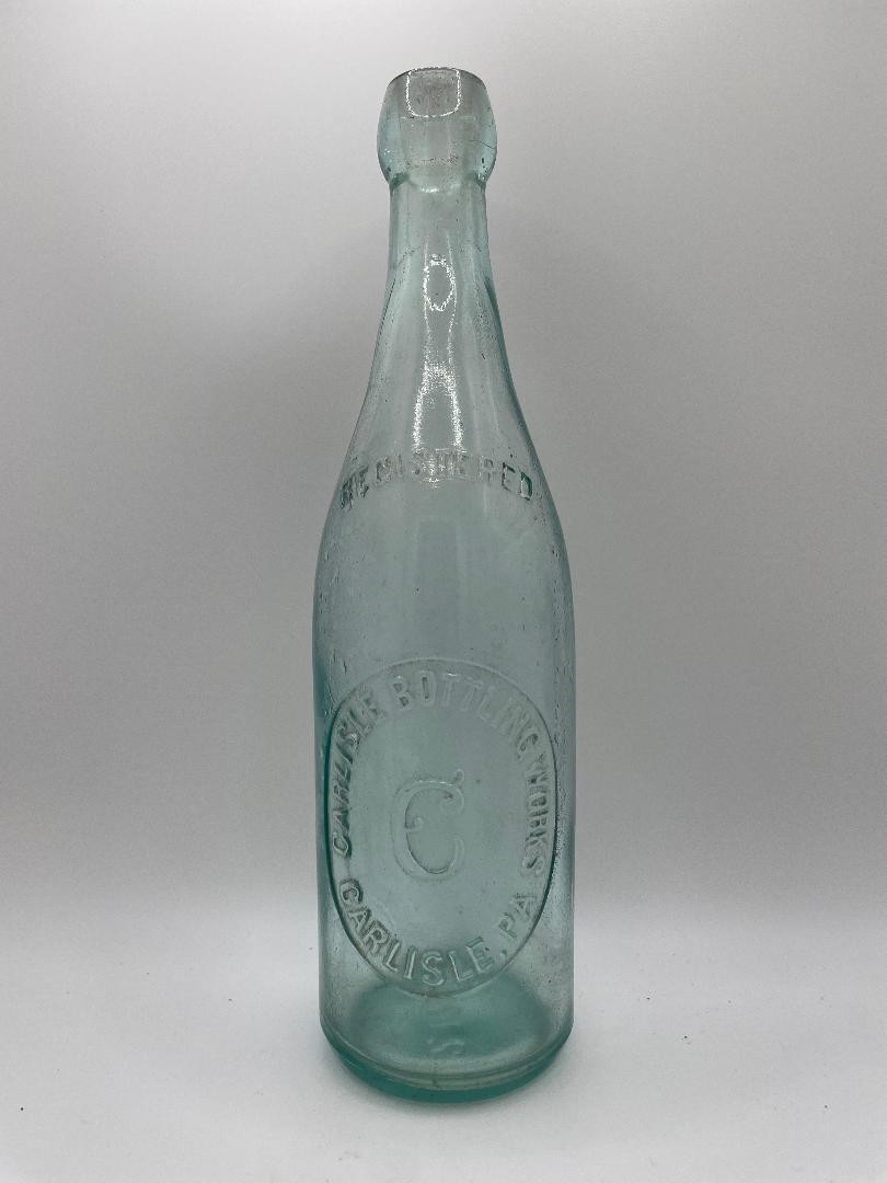 CARLISLE BOTTLING WORKS Blob Top Beer Bottle CARLISLE PA Hand Blown Aqua Glass CARLISLE BOTTLING WORKS Blob Top Beer Bottle CARLISLE PA Hand Blown Aqua Glass