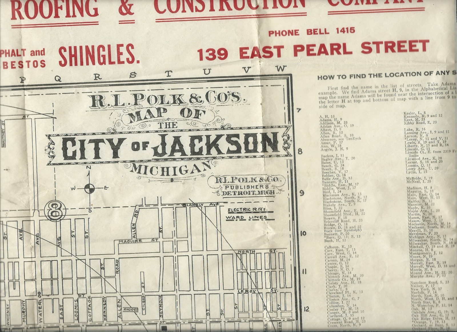RARE vintage R.L. POLK City Map JACKSON MICHIGAN & Bonus HBA 2007-08 map + ADs RARE vintage R.L. POLK City Map JACKSON MICHIGAN & Bonus HBA 2007-08 map + ADs