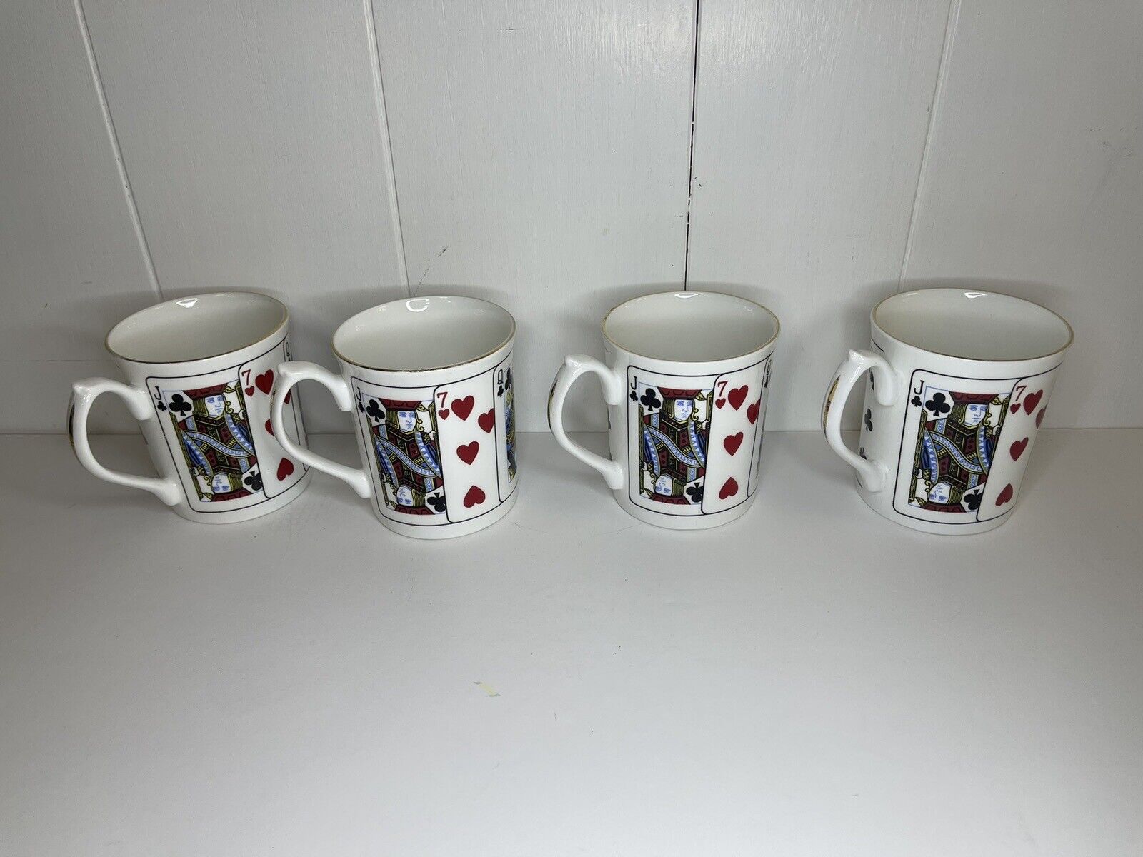 4 ELIZABETHAN CUT FOR COFFEE PLAYING CARD COFFE CUPS MUGS
