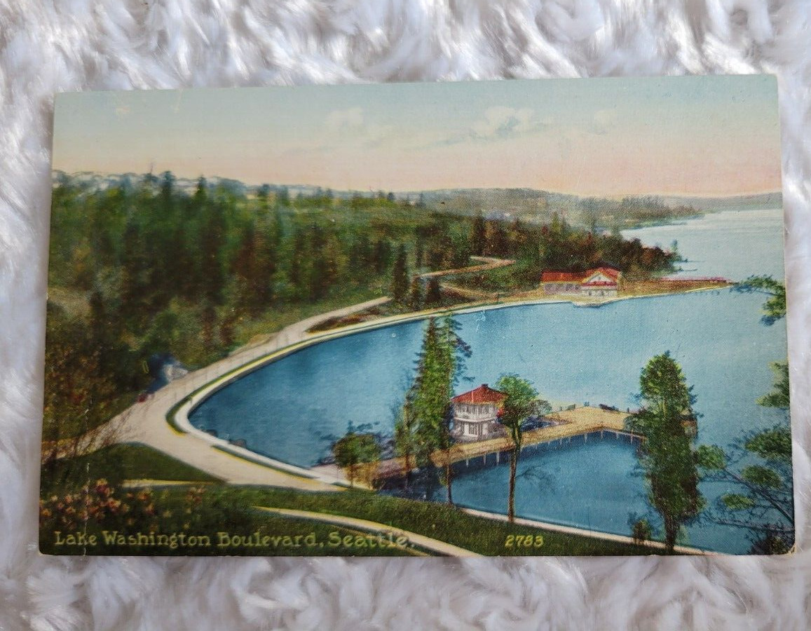 vintage postcard washington state lake washington boulevard seattle 2783