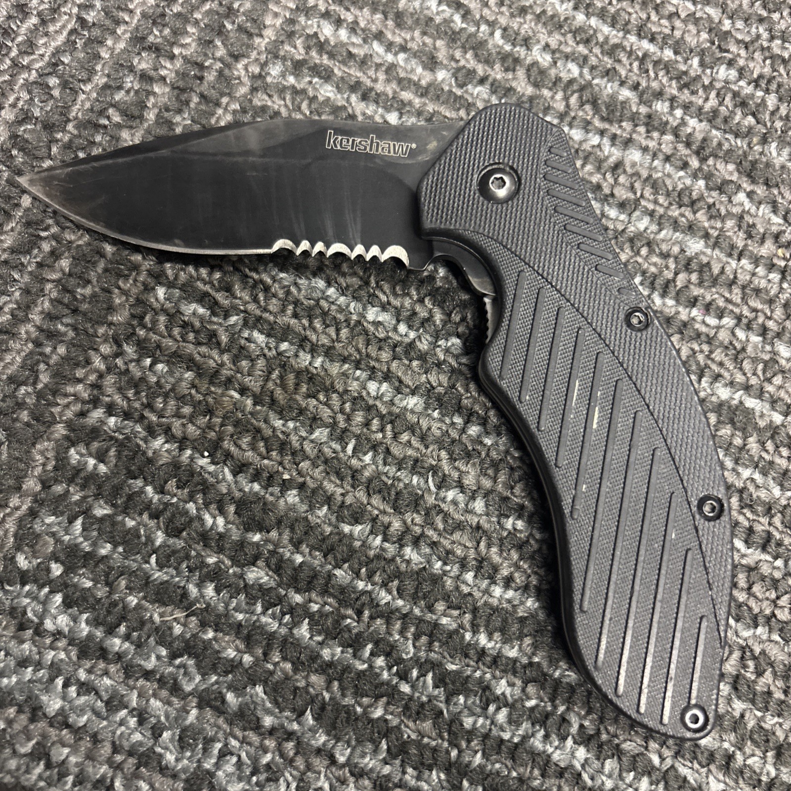 Kershaw 1605CKTST CLASH Linerlock Combo Blade Black Folding Pocket Knife Kershaw 1605CKTST CLASH Linerlock Combo Blade Black Folding Pocket Knife