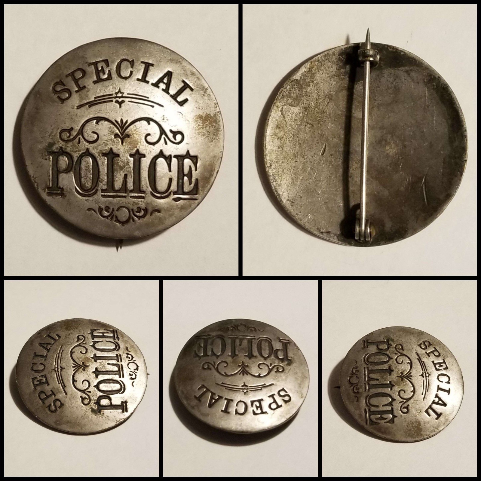 Vintage Obsolete Special Police Badge – Ornate Round Metal Collectible