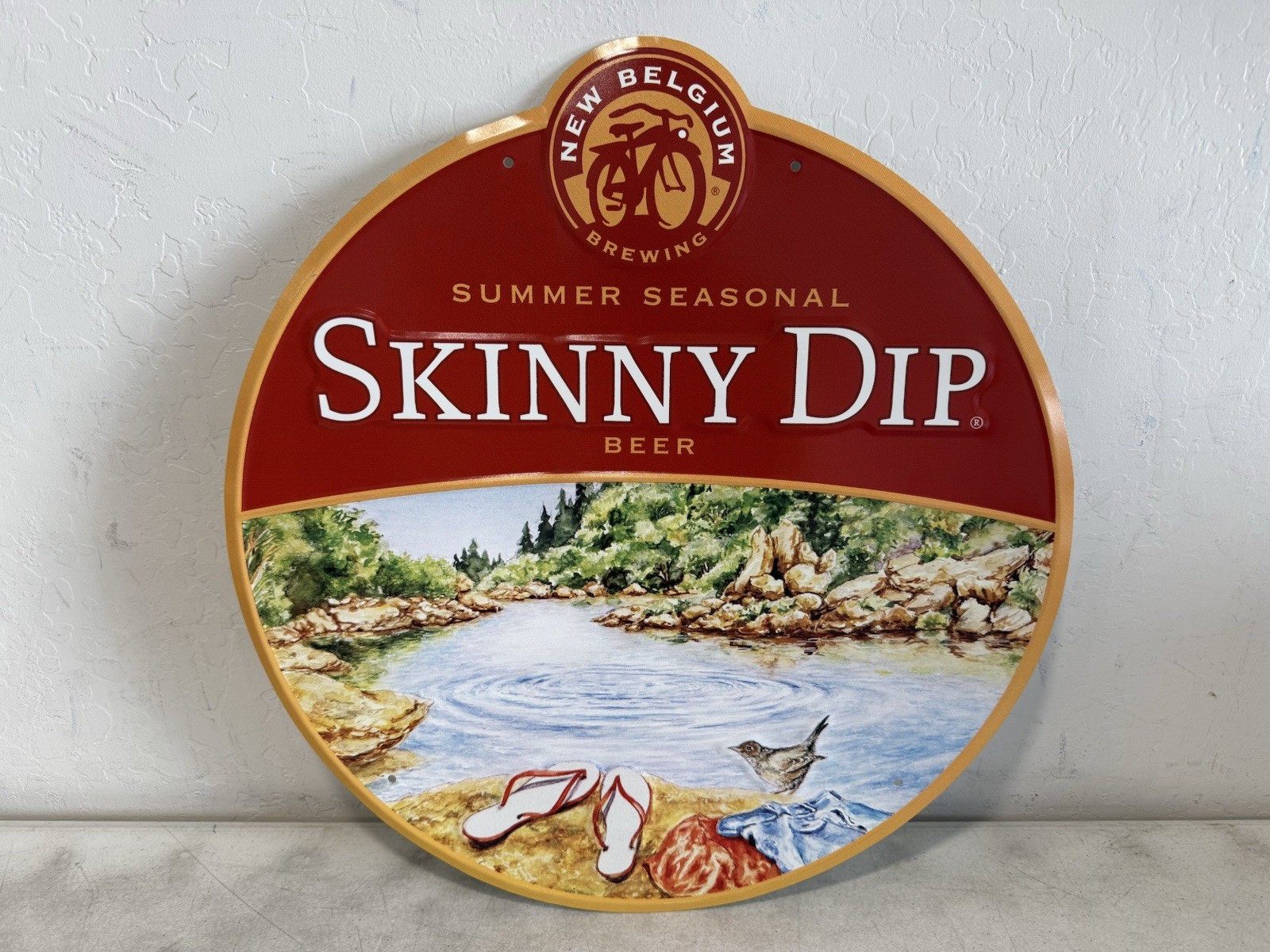 RARE New Belgium Brewing Skinny Dip Beer Metal Bar Sign Summer Seasonal 20 inch