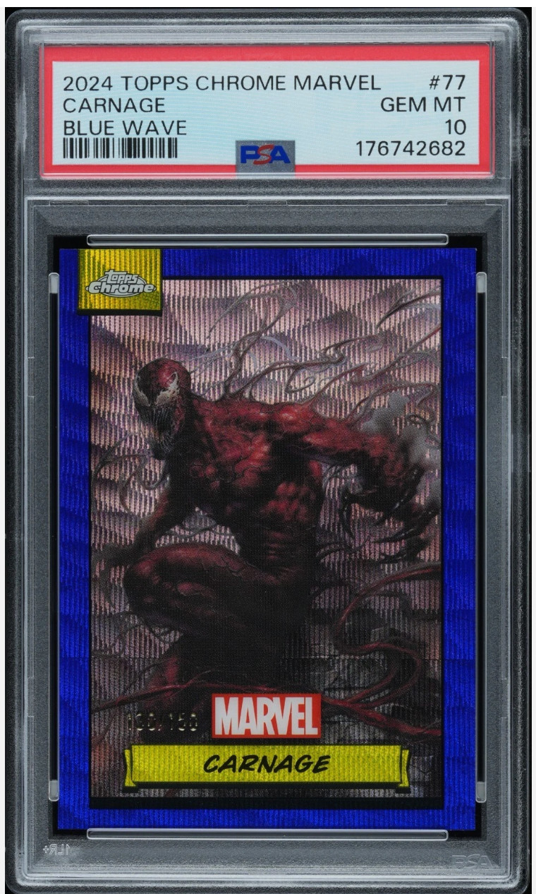 2024 Marvel Chrome Carnage Blue Wave /150 PSA 10