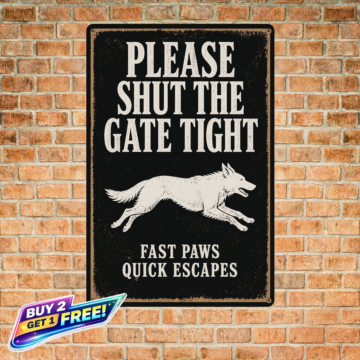 Keep Gate Closed Dog Safety Warning Tin Metal Sign Outdoor Fence Art