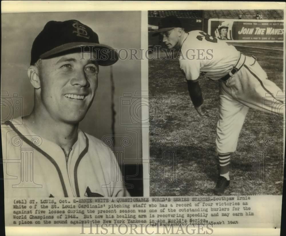 1943 Press Photo St Louis -- Ernie White Oustanding Hurler for the World Champs