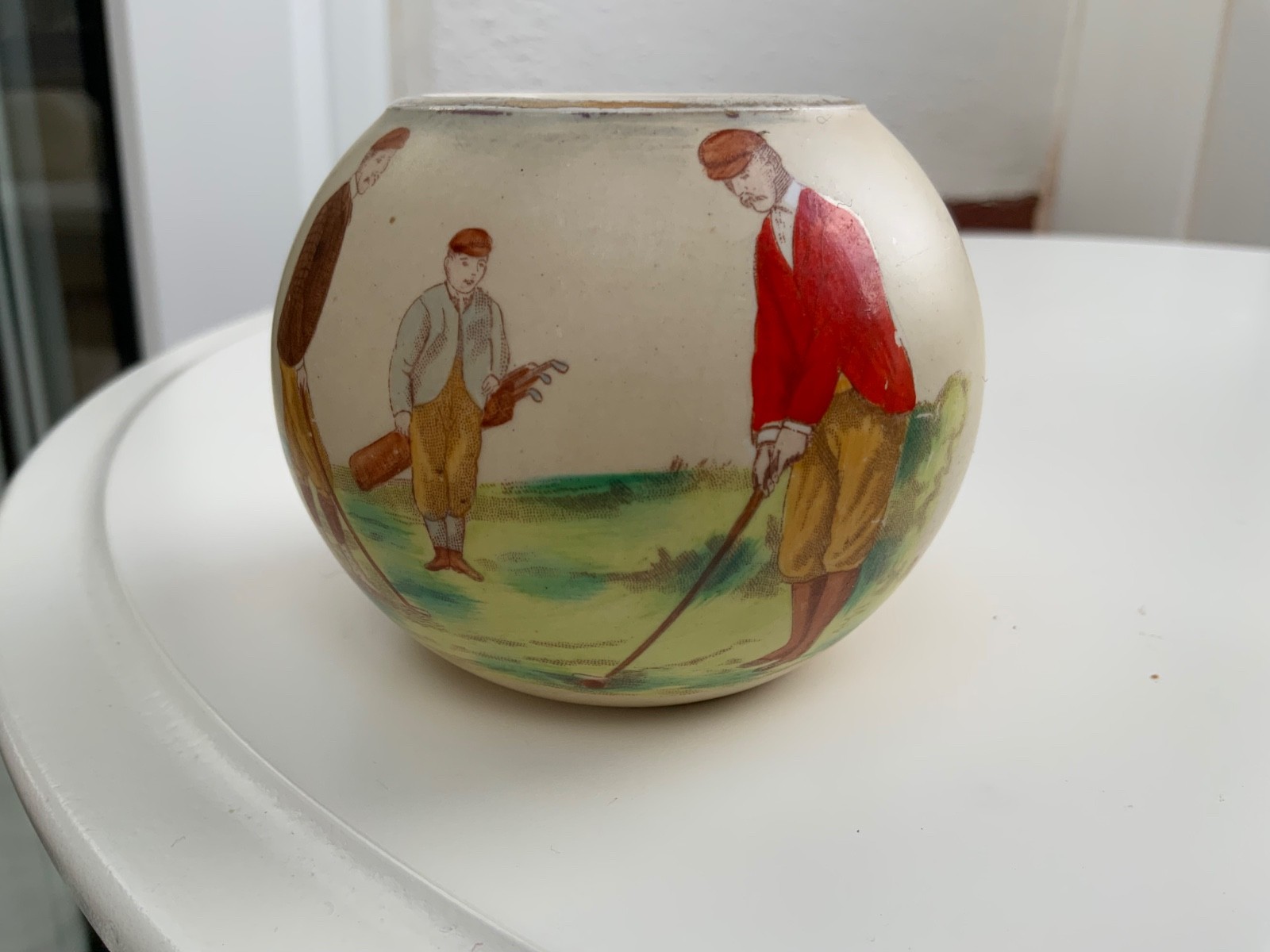 VINTAGE CARLTON WARE GOLFER GOLFING MATCH HOLDER VINTAGE CARLTON WARE GOLFER GOLFING MATCH HOLDER