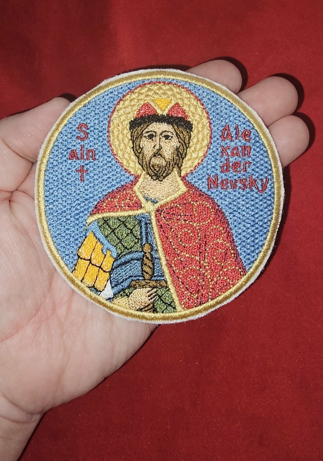 Saint Alexander Nevsky Embroidered Orthodox Pocket Icon – 3.94 in – Made in USA