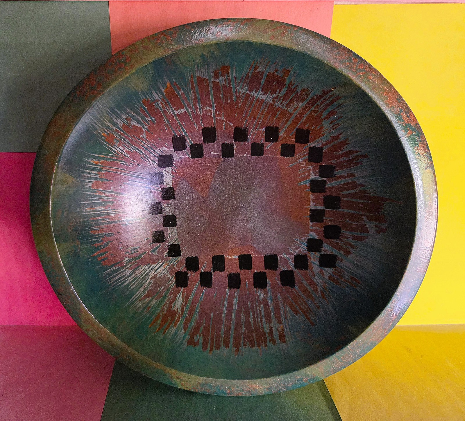 LAURIE M. GODDARD - BEAUTIFUL Hand-Crafted 1990s ART BOWL 9.25 x 8.75\