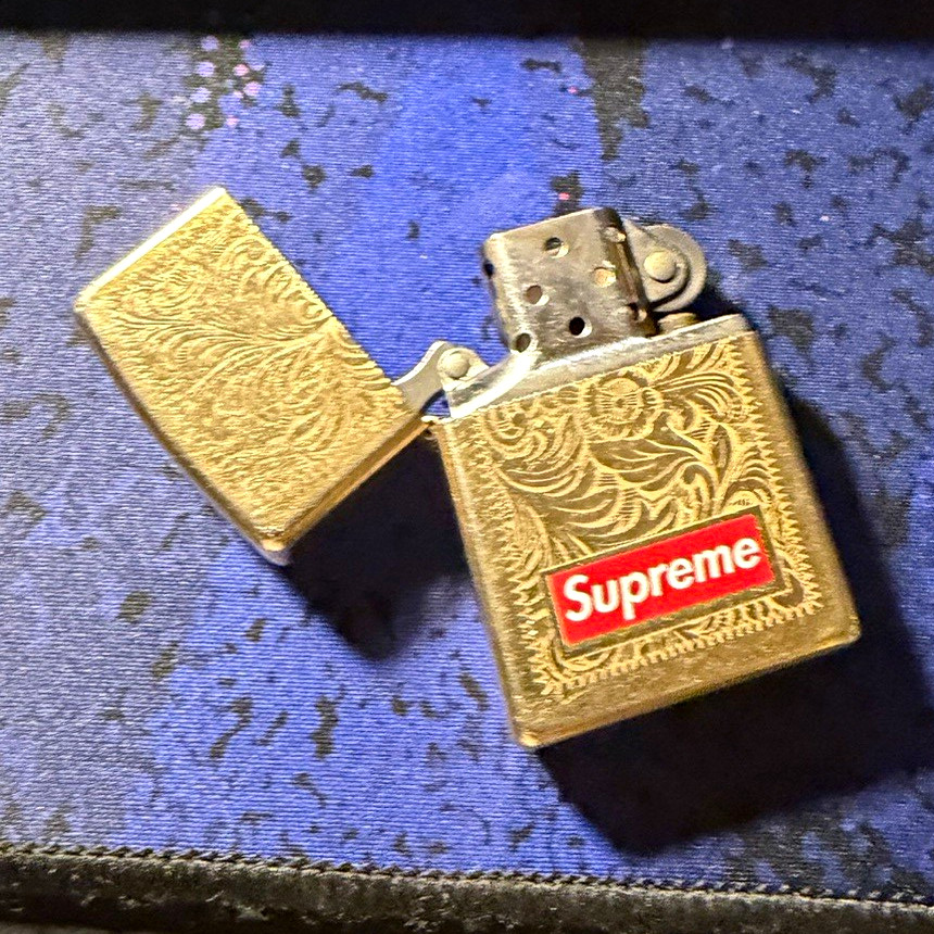 Supreme Zippo FW14 Gold Engraved Brass Floral Lighter 2014 Rare ($300 OBO)