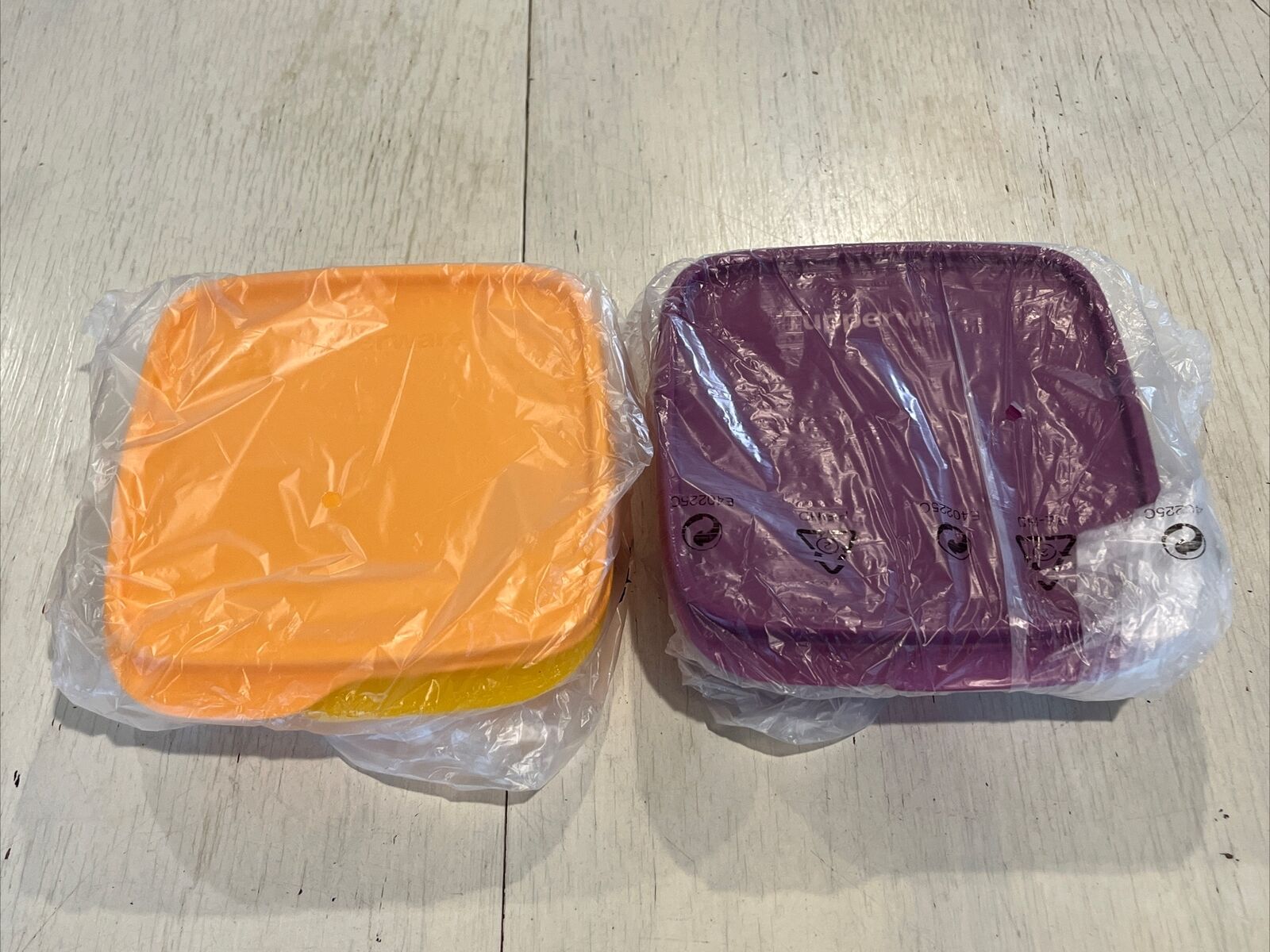 Tupperware Lunch It 3 Divided Sections Set Of 2 Purple & Yellow Air Tight~NEW