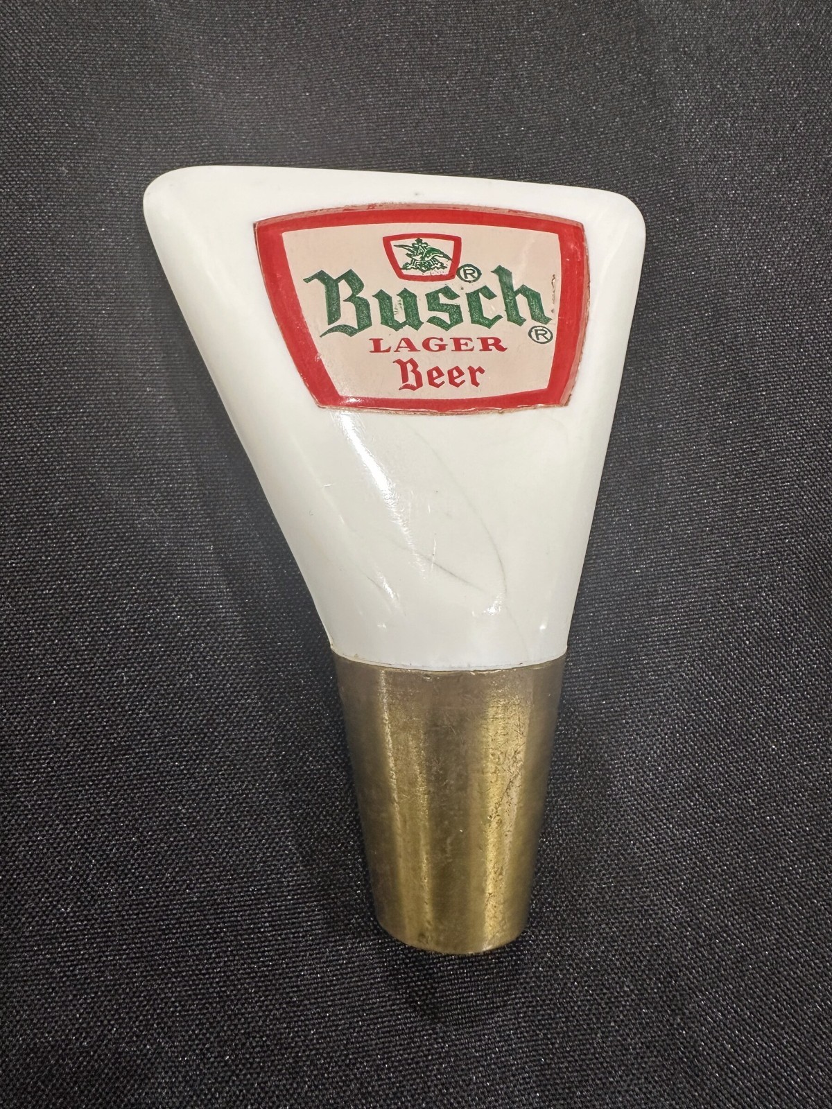 Rare Vintage Busch Lager Beer Tap Handle Ceramic Brass Anheuser-Busch St Louis
