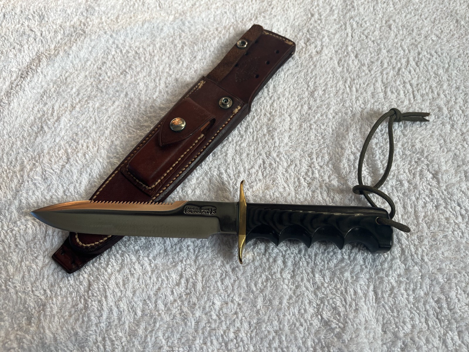 Randall Made Model 14, Sawteeth, Carbon Steel Knife, Leather Sheath, Beautiful