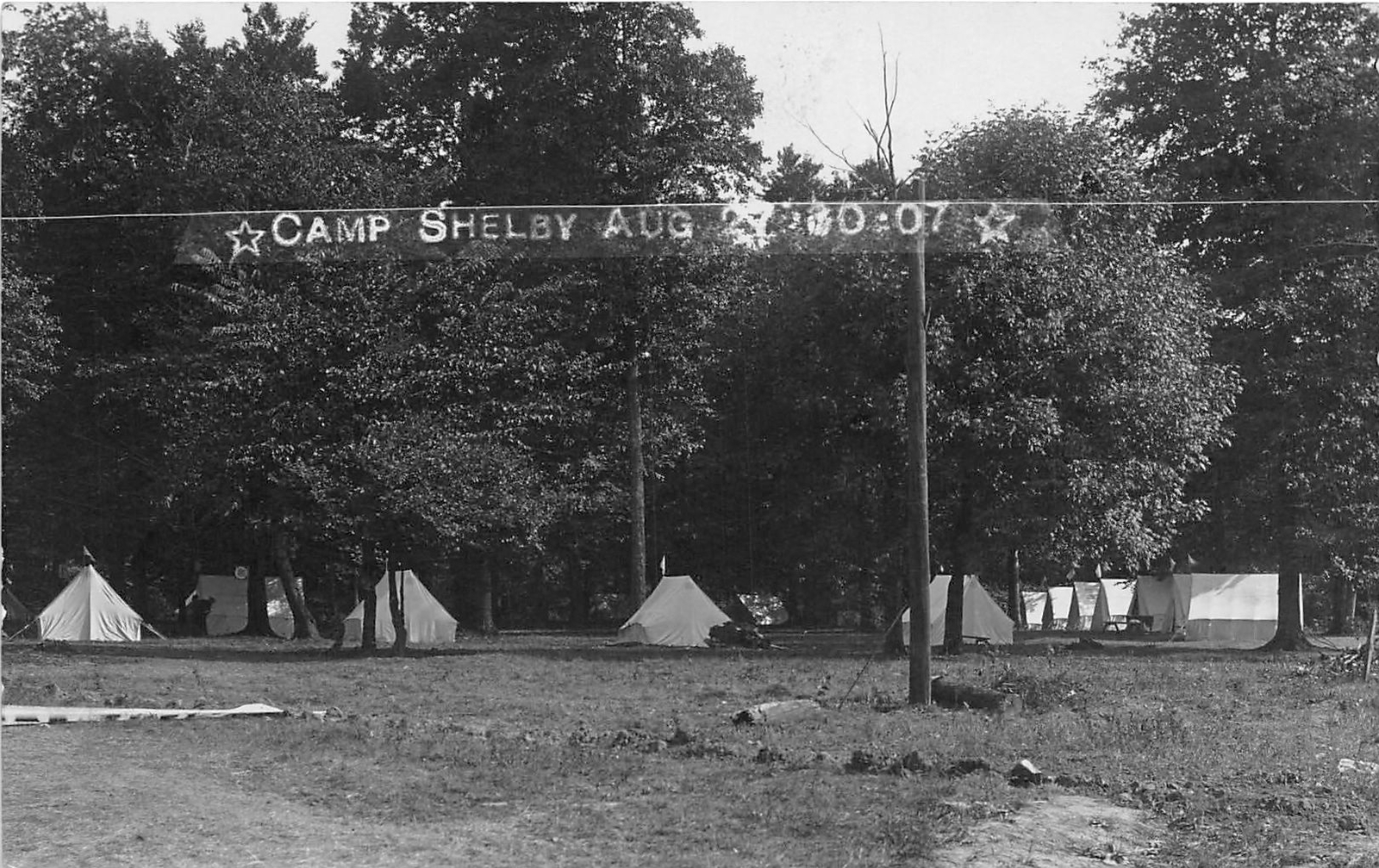 J28/ Shelby Ohio RPPC Postcard c1910 Camp Shelby Tents Military  258